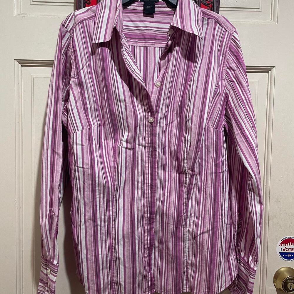 Purple striped button down shirt